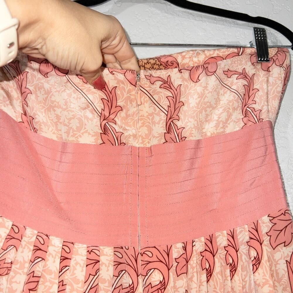 Plenty By Tracy Reece Pink Floral Silk Strapless‎ Dress Size 4 - Picture 5 of 8